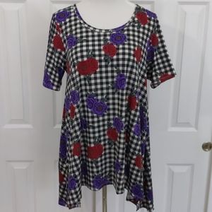 LulaRoe Black and White Floral Blouse size L